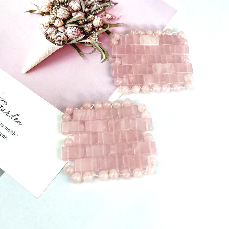 2PCS Rose Quartz Heart-Shaped Eye Mask Crystal Eye Patches Gem Massage Tool for Cold Compression and Swelling