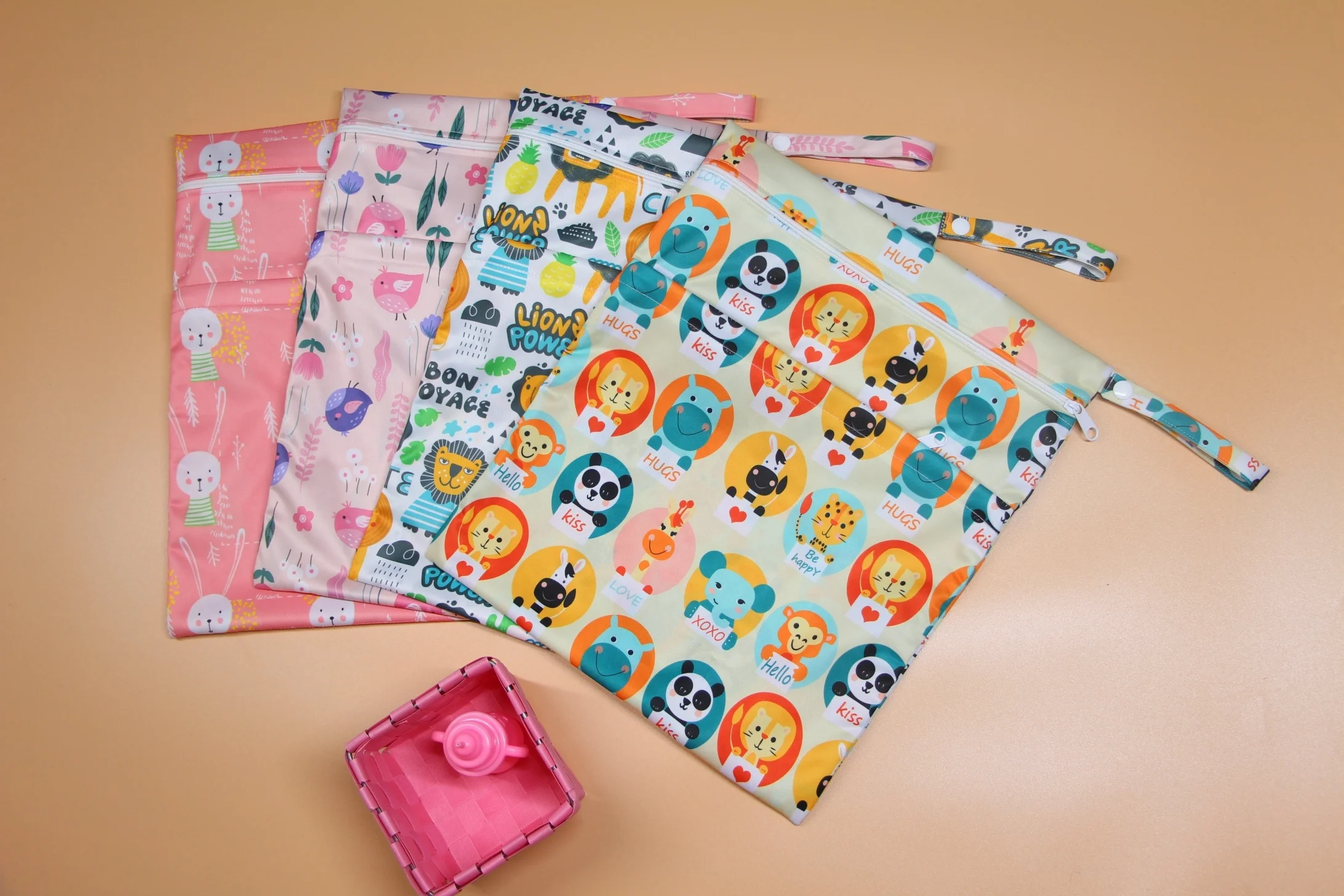 Новый дизайн 2022, влажная сумка на молнии, сумка для детских подгузников, водонепроницаемые двойные карманы, Влажные Сумки