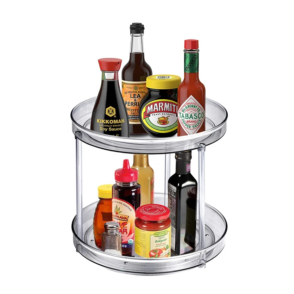 Multi-Function Spinning Lazy Susan Spice Jar Organizer Bathroom Kitchen Rotating Storage Tray