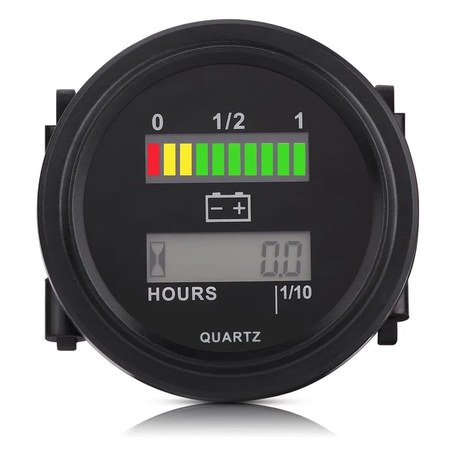 12V/24V/36V/48V/72V Golf Cart Battery Meter Lead Acid Battery Level Indicator Charging Reminder Resettable Hour Meter