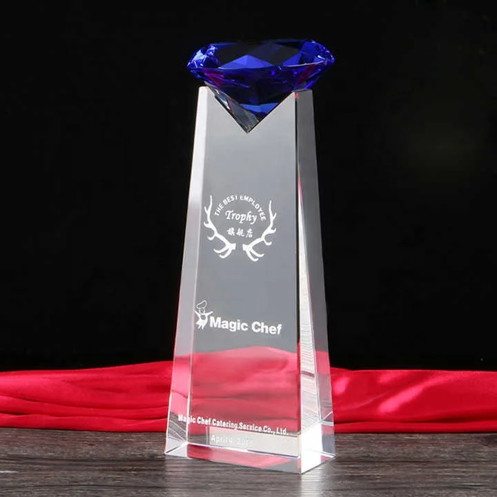 Cheap Wholesale simple square blank clear black design crystal glass trophy awards custom logo crystal trophy award