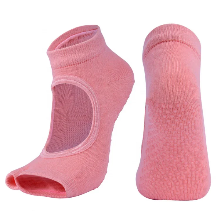 Lowest MOQ Fitness anti slip sticky combed cotton Toeless Open Toe Women Yoga Pilates socks