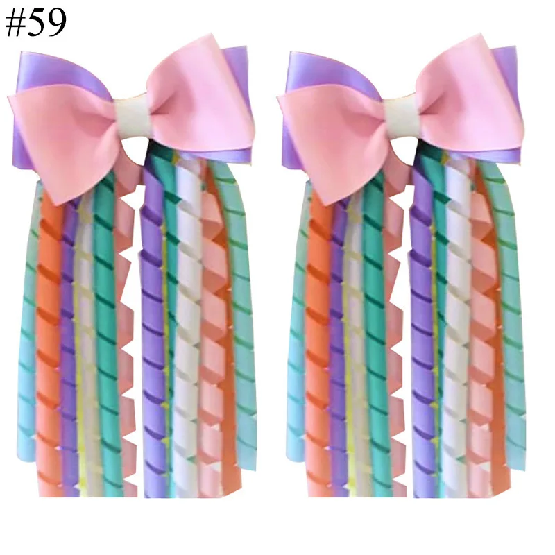 Shuoyang Curly Bow Hair Accessories Multi Colors Girls Ribbon Hair Bows With Elastic Hair Band