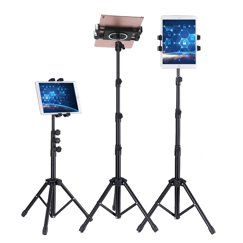 height adjustable Detachable andselfie stick live broadcast stand tripod for 4.7-12.9 phone and tablet