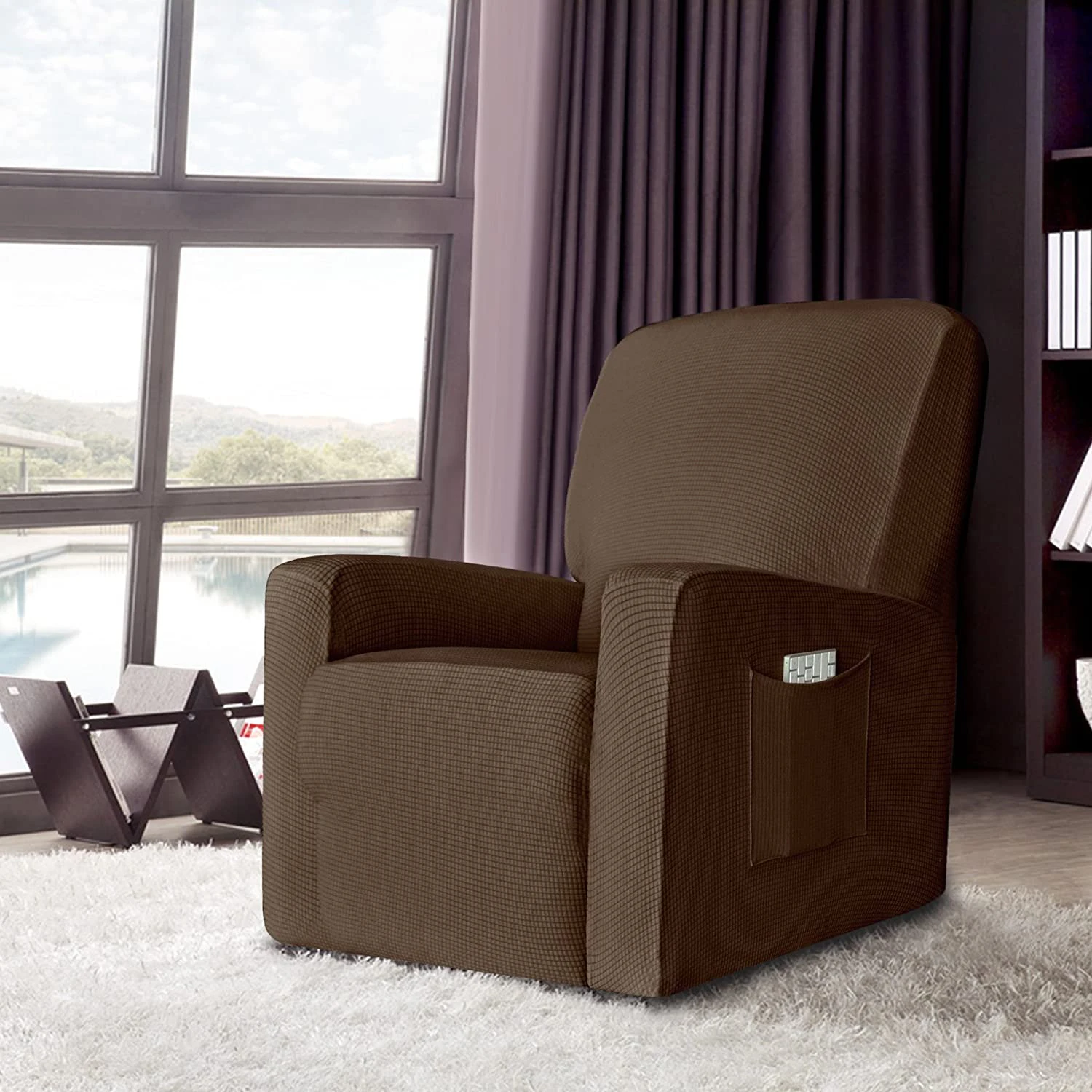 Jacquard Plush Recliner Couch Covers Chair Cover 1-Seat Stretch Reclining Sofa Slipcover Recliner Sofa Covers