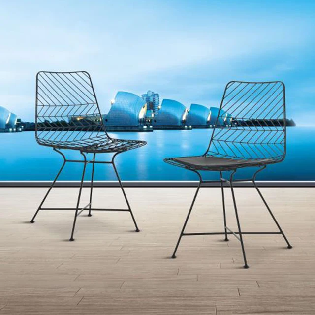 Metal dining chair hollow iron wire back chair modern minimalist home leisure chair
