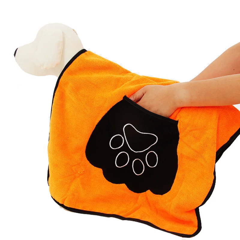 Pet Bath Towel Ultra Soft Microfiber Chenille Dog Dry Towel Hand Pockets Super Absorbent Durable Quick Drying Towel