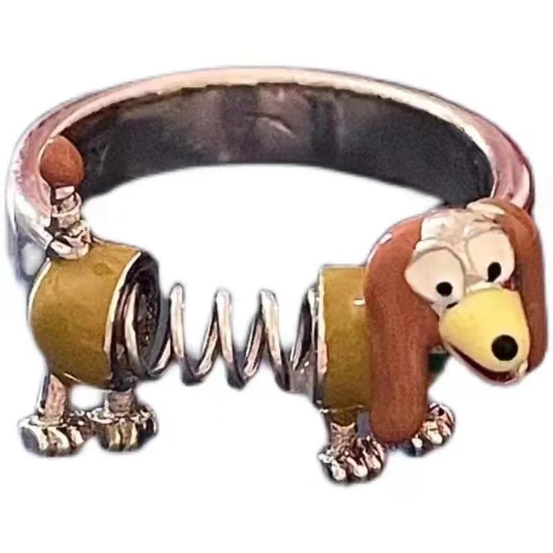 Cartoon figure plated stainless steel love my dog ring puppy lovely adjustable cute animal 925 sterling silver rings