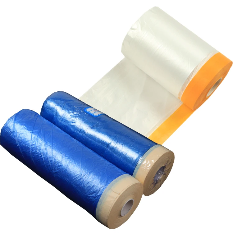 Clear Plastic Protecting Masking Film Cover Roll for Auto Vehicle with paper tape