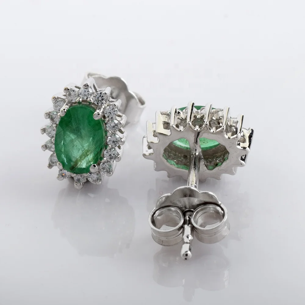 Handmade 925 Sterling Silver Earrings 18K Gold with Best Quality Colored Emerald Designed for Working Women