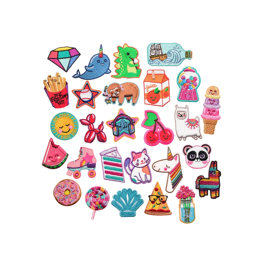 27 Pieces Set Of Cartoon Drift Bottle Milk Cute Animal hats patch DIY Decoration Colorful Iron On Patch Embroidery Patch for DIY