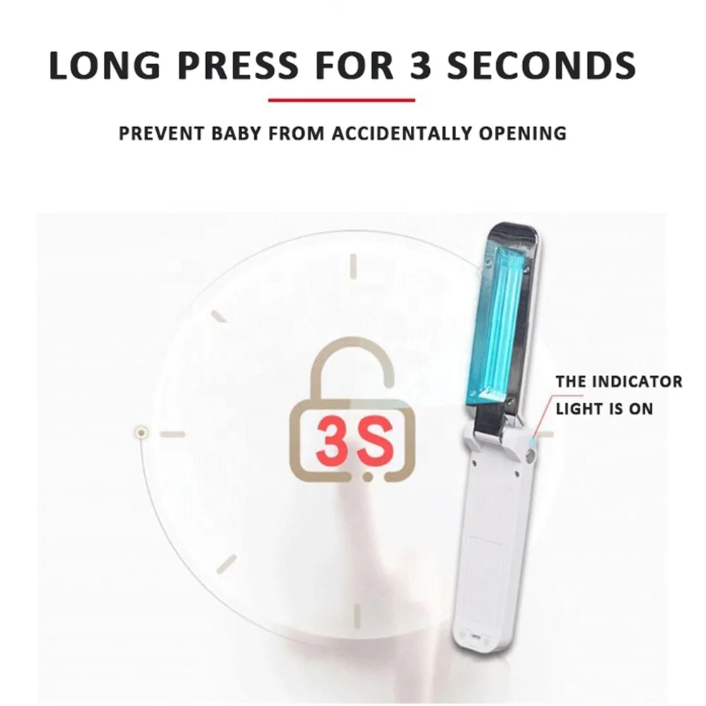 
Portable UV Disinfection Lamp Germicidal Sterilization Lamp UVC Handheld Folding USB Germicidal Lamp UV Sterilizer 
