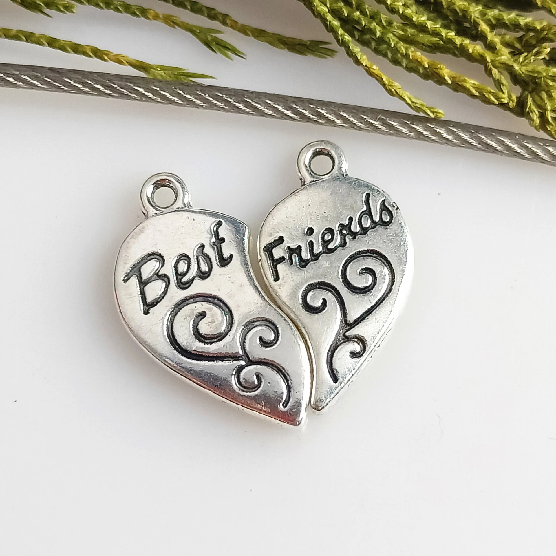 New DIY Jewelry Accessories Alloy letter Best Friend Charms Broken Heart Double Pendants