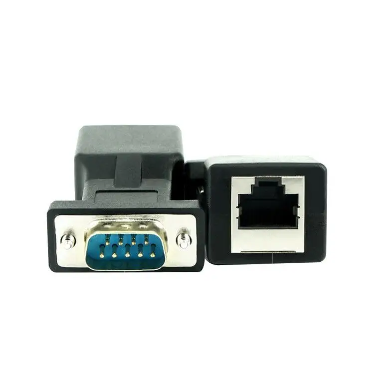 RS232 DB9 to RJ45 Serial Adapter DB-9 Female to RJ-45 Female and DB9 Male to RJ45 Female Ethernet Converter