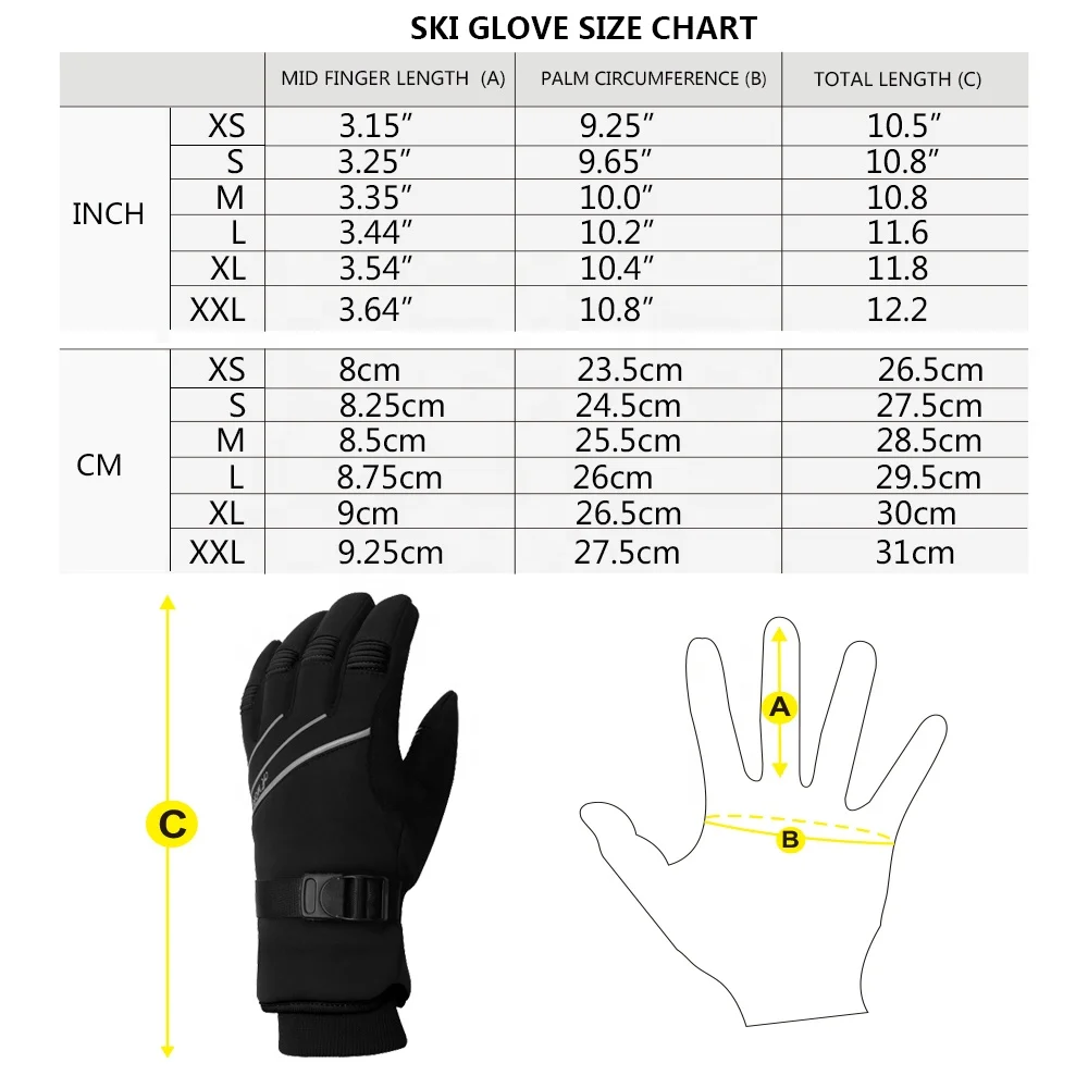 Waterproof Winter Gloves 3M Thinsulate Thermal GlovesTouchscreen Windproof Warm Non-slip Wrist Buckle Snowboard Ski Gloves Men