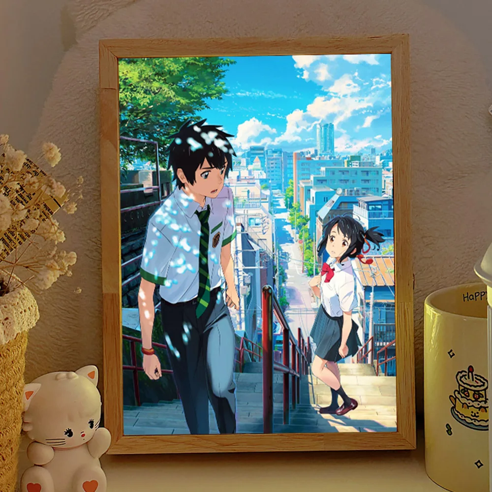 Led Light Up Painting Frame Table Lamp 3d Wood Cartoon Anime Picture Photo Frame Box Novelty Night Light Home Decor Novelty Gift