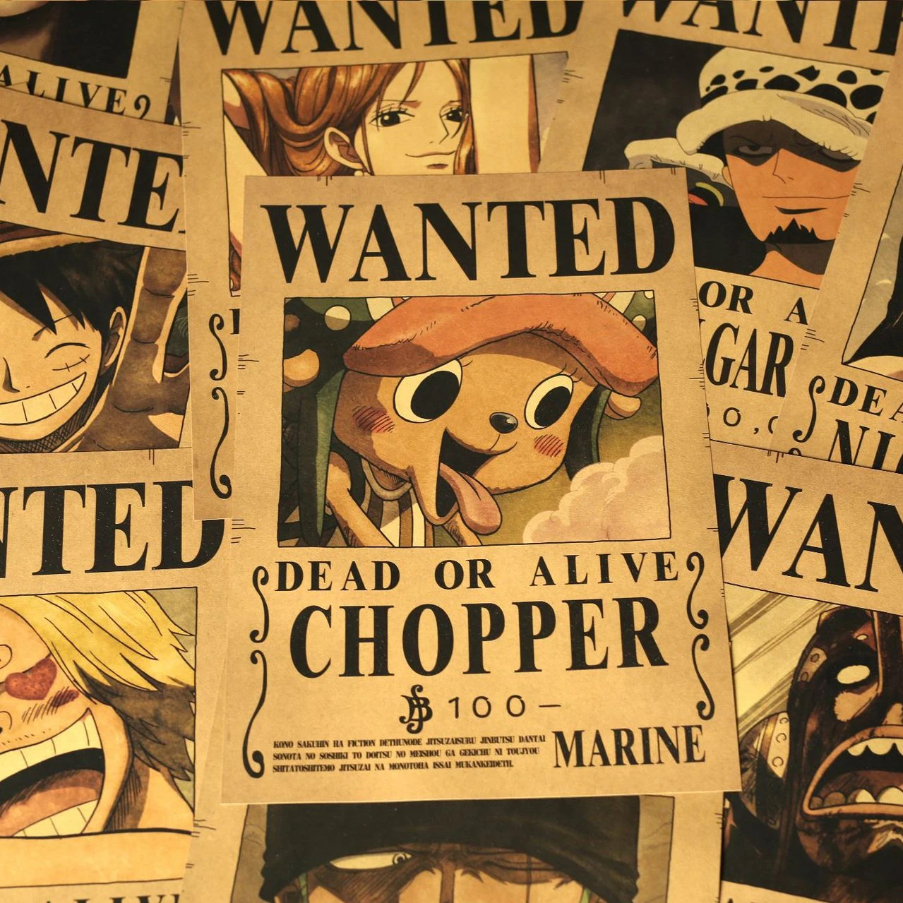 Hot Sale Cartoon Decoration posters anime al por mayor Retro Kraft Paper Anime Poster Support Custom