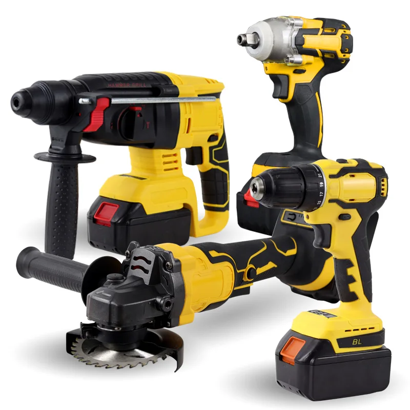 4-in-1 Combination 21V Cordless Power Tool Universal Steel Drill Wrench Battery Charger DIY Repair Bag Packaging OEM Support