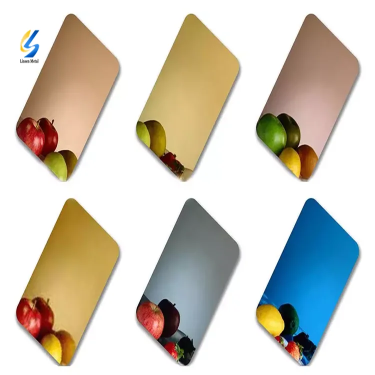 201 304/304l/316/409/410/904l ss stainless steel sheet Mirror gold Surface Stainless Steel Sheet color stainless steel sheet