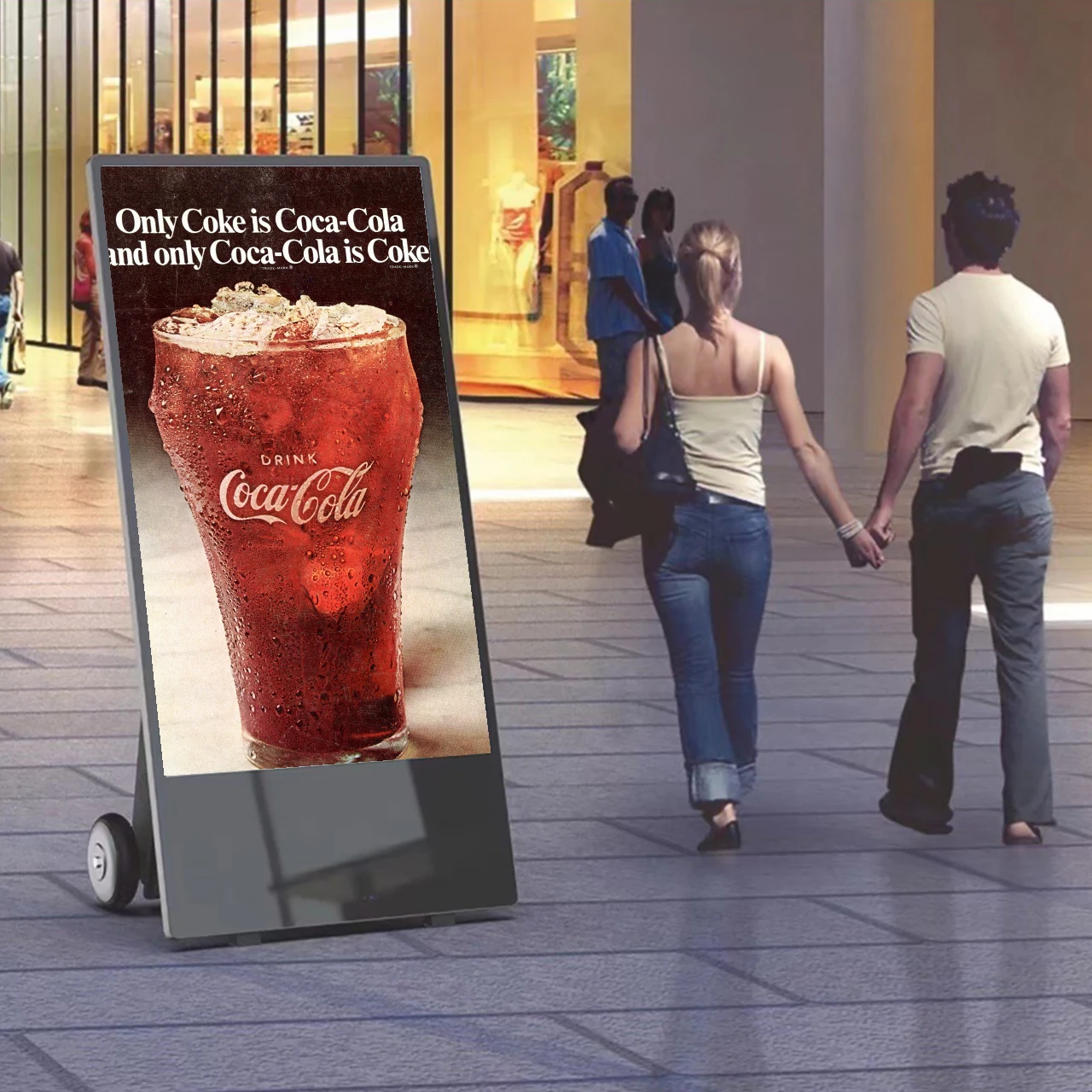 32 43 55 inch 1500nit high brightness outdoor portable movable battery LCD Display screen poster