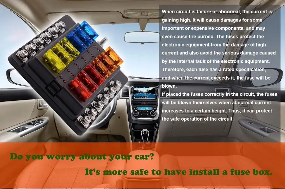 12V 24V Blade Fuse Box Holder 12/6 Ways Modified Fuse Box Terminal Block with LED Warning Light for Car Boat Marine Trike