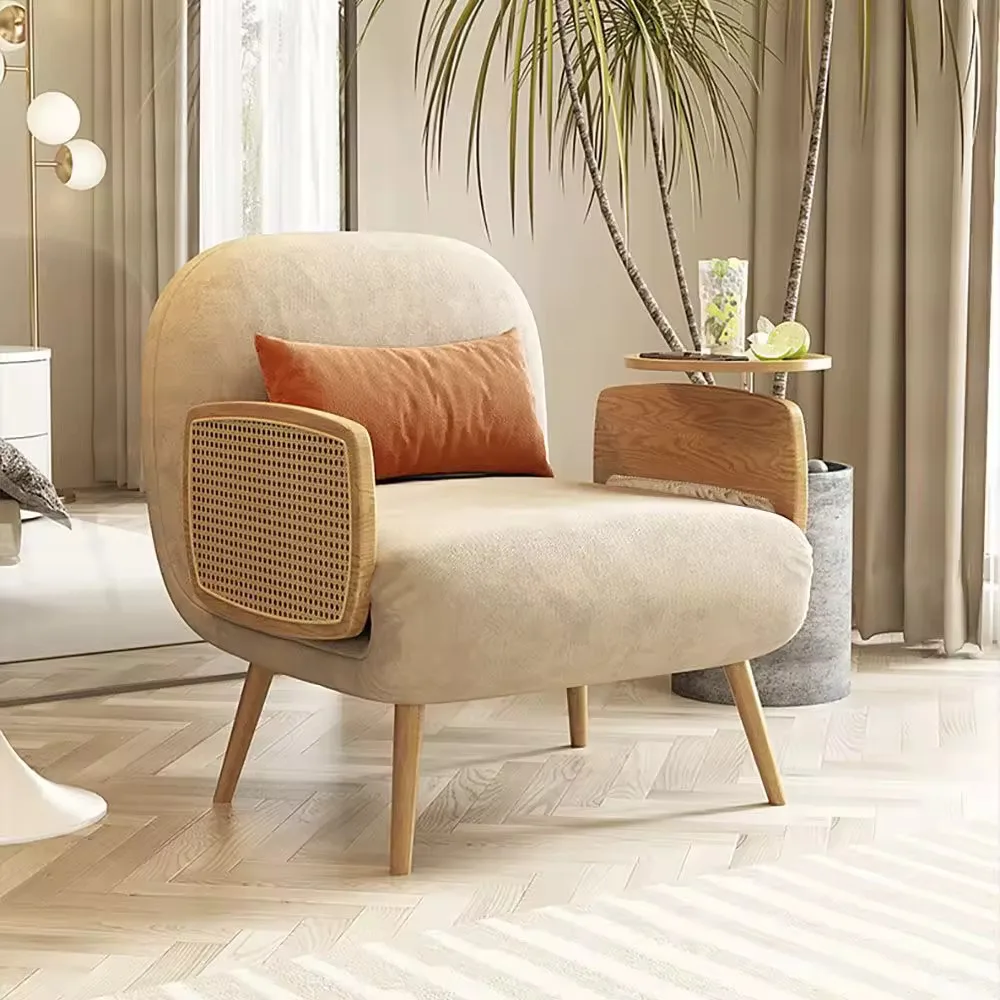 Good selling modern minimalist simple velvet fabric comfort leisure wooden living room lounge reclining chair