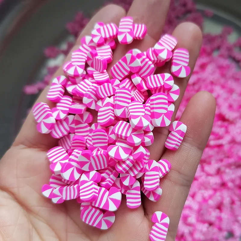 1000g  DIY Craft Slime Sprinkles 5mm 10mm Christmas Pink Cane Polymer Clay Sprinkles Slices