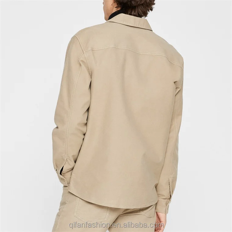 Custom heavy twill canvas overshirt moleskin shirt jacket for men