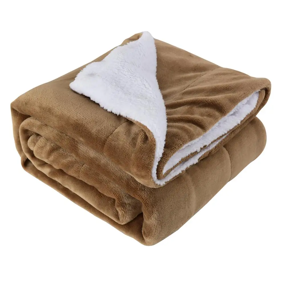 American and European style sherpa wool woolen fleece two levels blanket Eco-Friendly