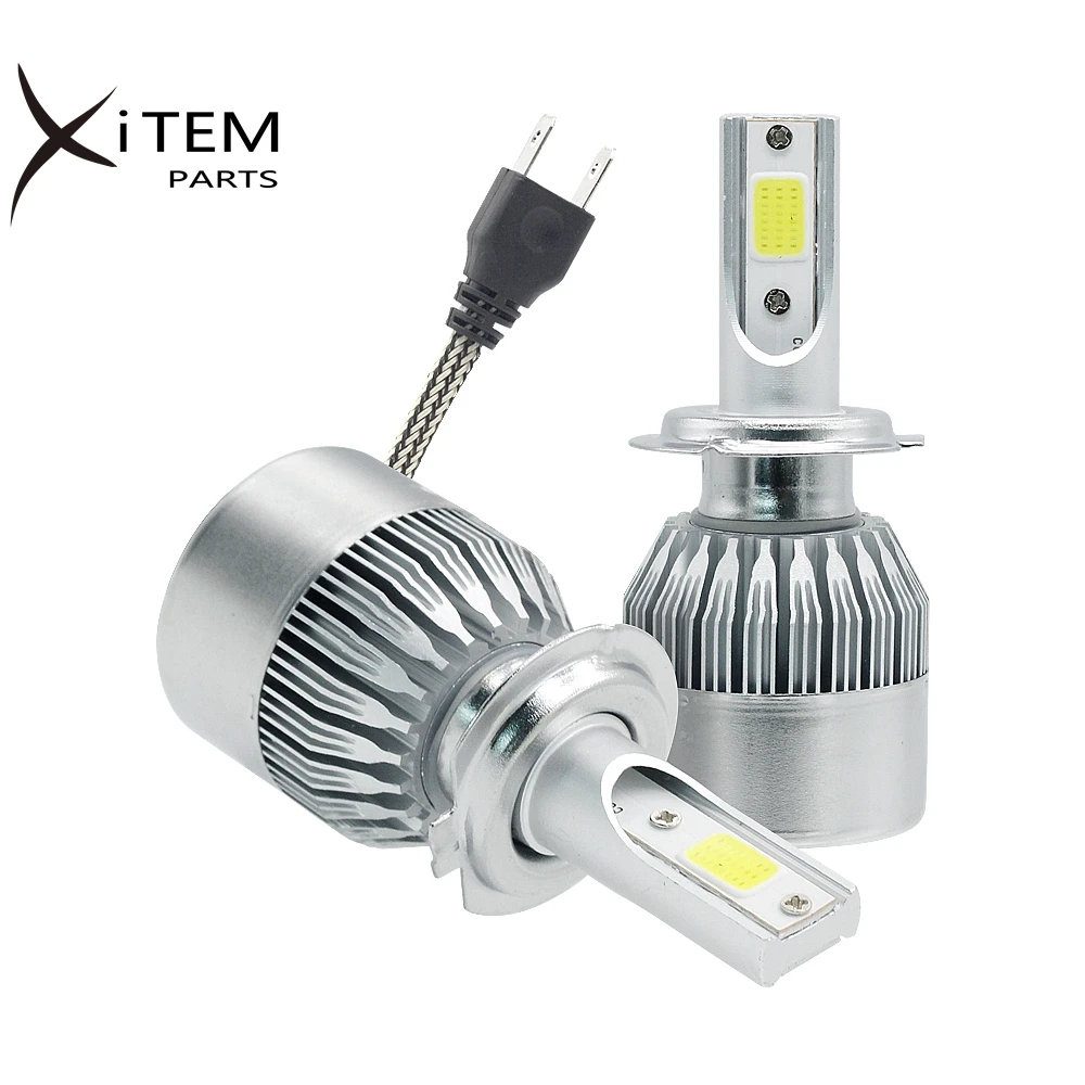 universal heat sink cob chip 9005 9006 H1 H3 H7 7600LM Auto C6 led headlight bulb S2 COB LED