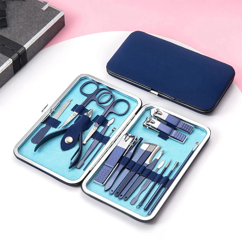 Professional 7/10/12/16/18 Pieces Manicure Set Stainless Steel Nail Clippers Set Manicure Pedicure Kit With PU Travel Case
