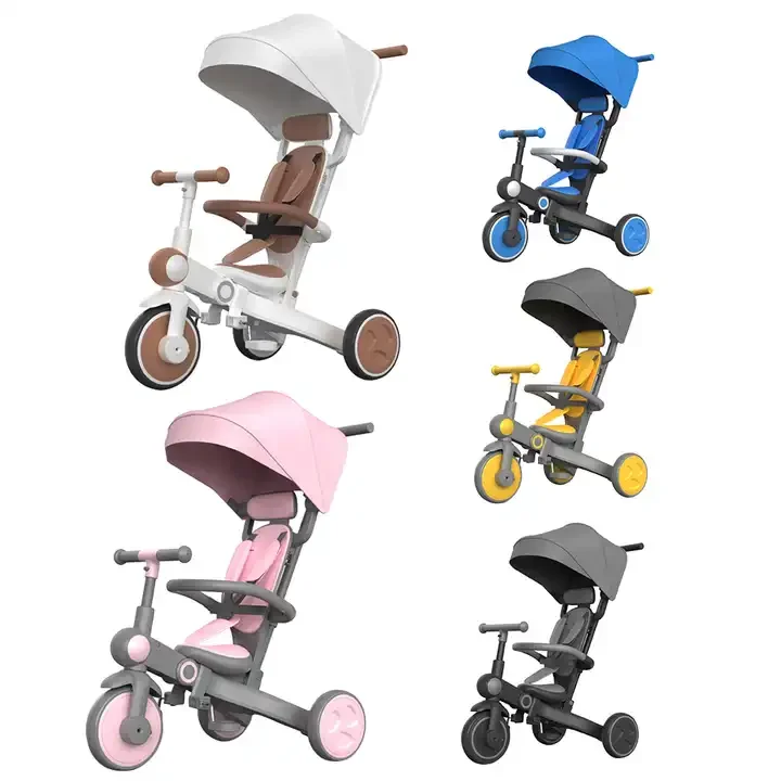 2023 Hot selling multi-functional kids tricycle trike with 3 wheels and canopy and putter children 2-5years ride on car