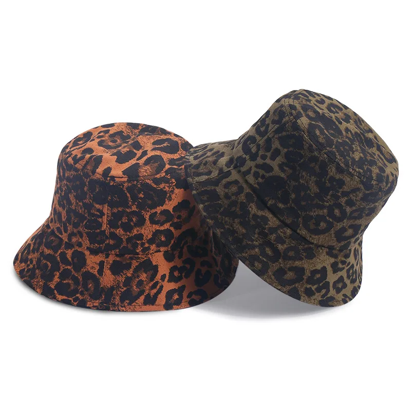 
Retro Japanese style Leopard print Bucket Hats 2021 Outdoor sunshade hat for Girls 