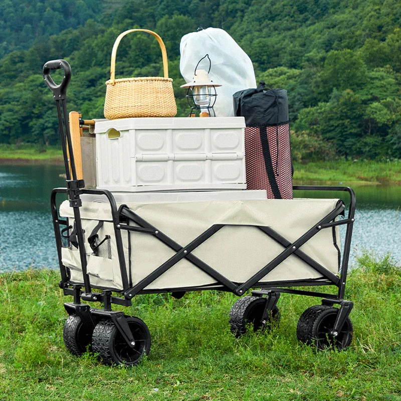 Hot Selling Outdoor Camping Cart Portable Foldable Trolley Wagon Camping Car Picnic Equipment Trolley