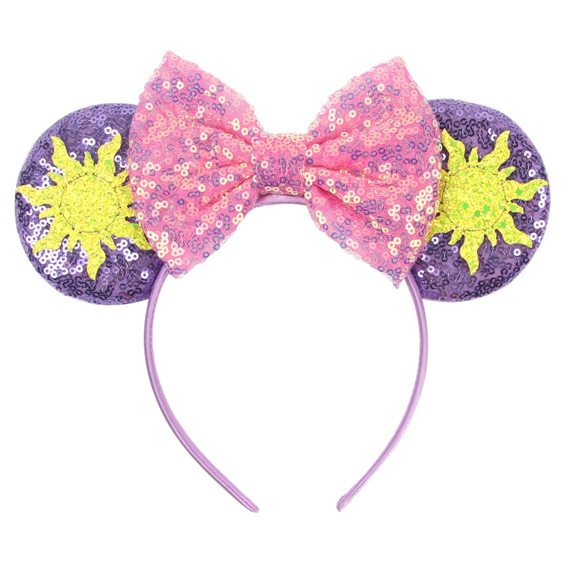 New Trendy 5' Big Glitter Sequins Bow Cute Sun Mouse Ears Hairband Women Party Headband Kids Hair Accessories Girls Head Wear