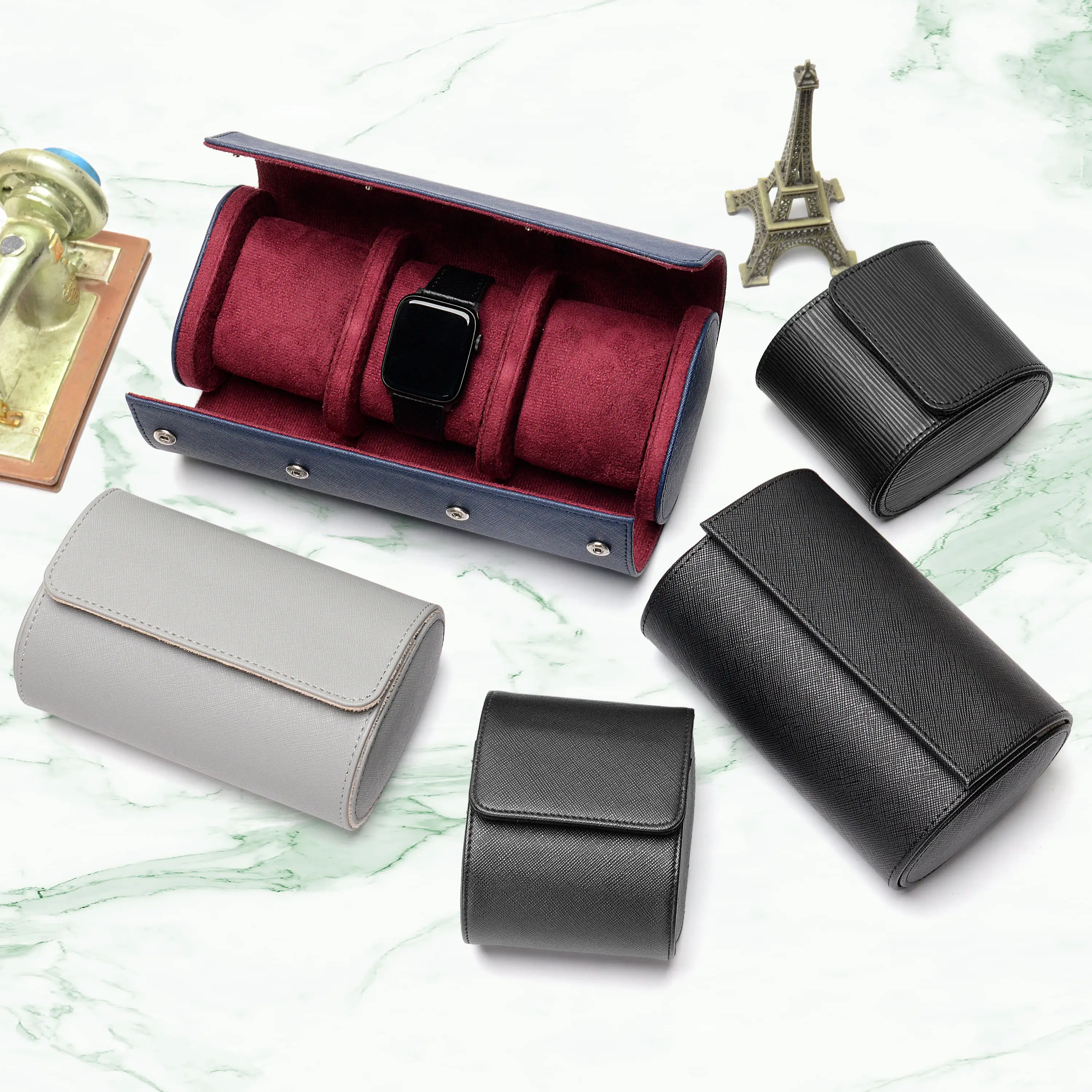 Wholesale New Products wheel rolling watch fashion watch roll 2 slots waterproof watch roll travel case