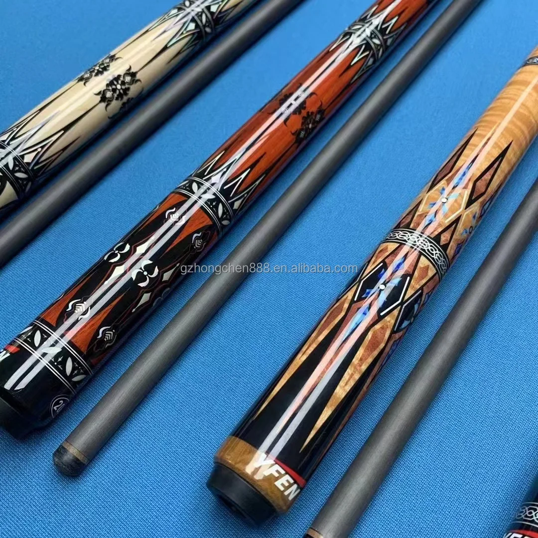 M1~M4 YFEN Carbon Fiber Shaft12.5mm/11.5mm Canadian Maple Butt Billiard black 8 Ball Pool Cue Stick
