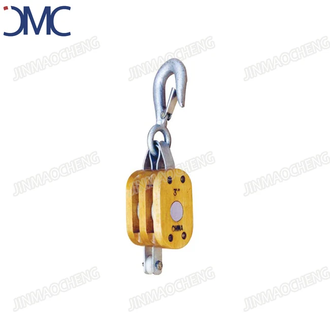 Wooden regular chain and rope single pulley blocks