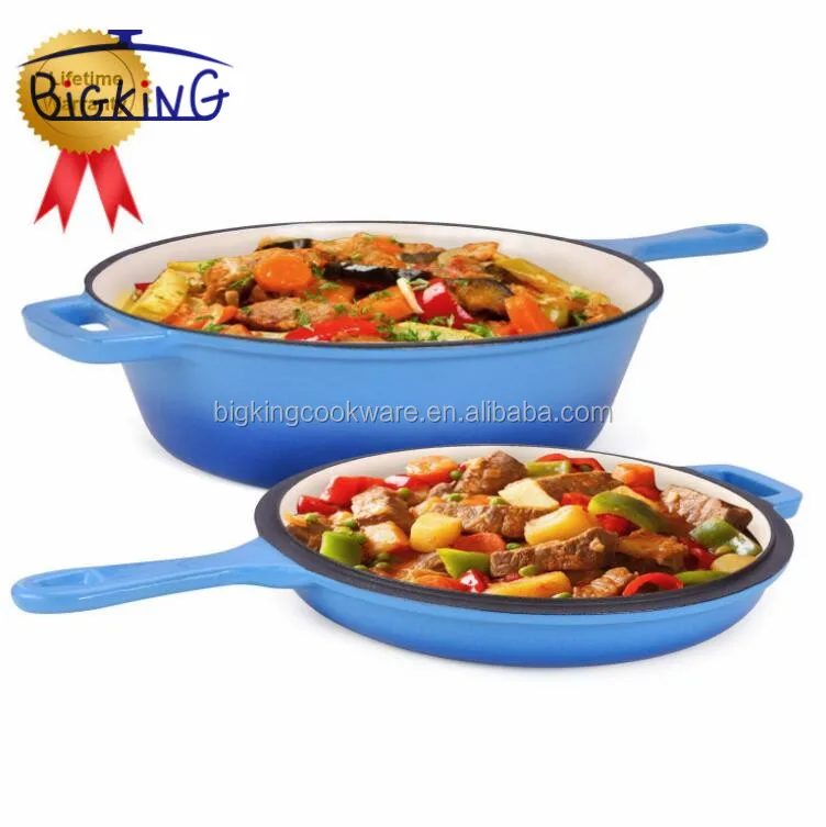 Cast Iron Dutch Oven with Lid - Cast Iron Frying Pan 2 in 1 Combo Cooker, Skillet Lid 10.25 Inch (26 cm) OEM