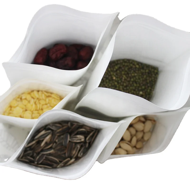 Custom Logo Printed Compostable 100% Biodegradable White Kraft Paper Tea Food Packaging Bags with Reusable Zipper