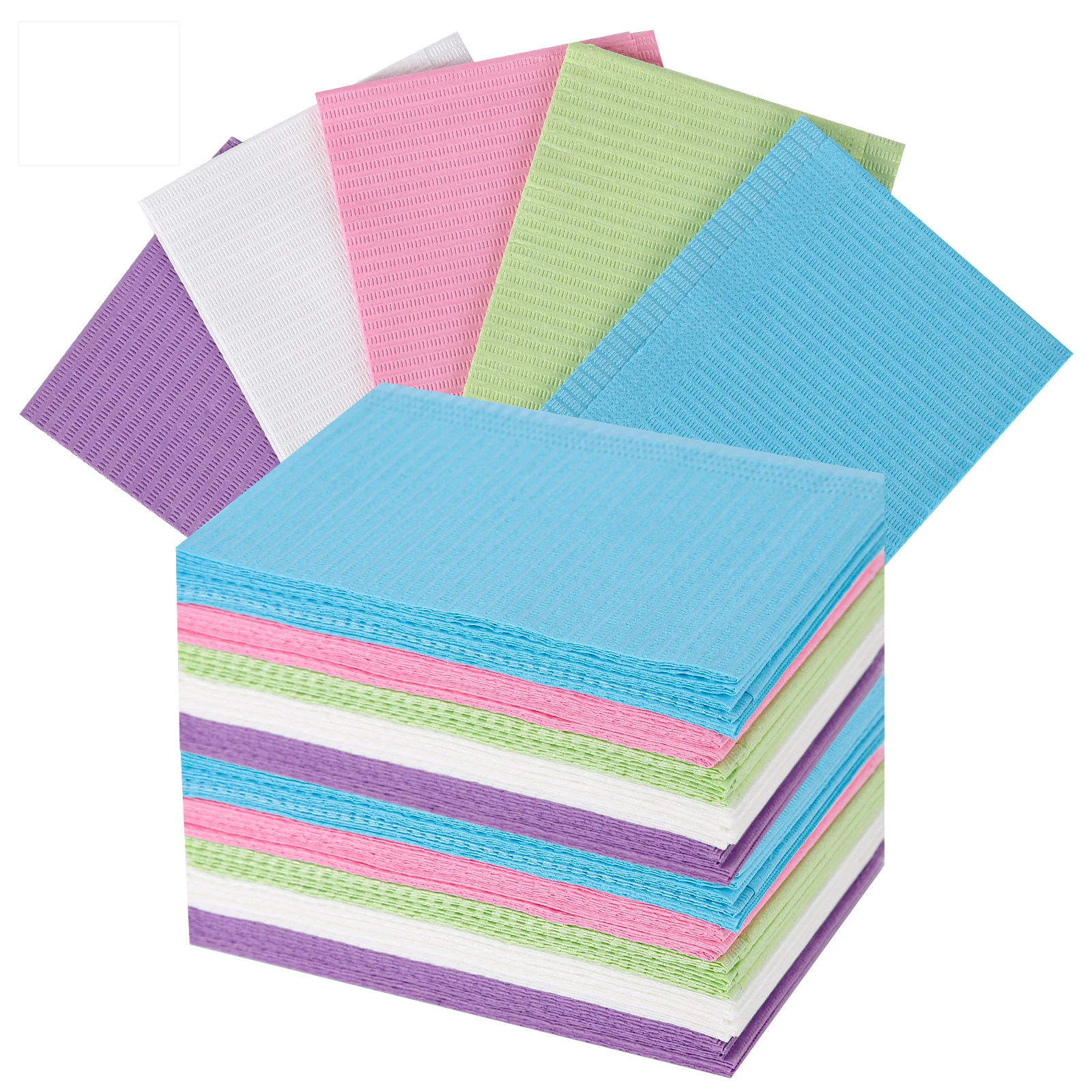 Dental bib roll 3 ply wood pulp paper  with PE film water pink green dental clip