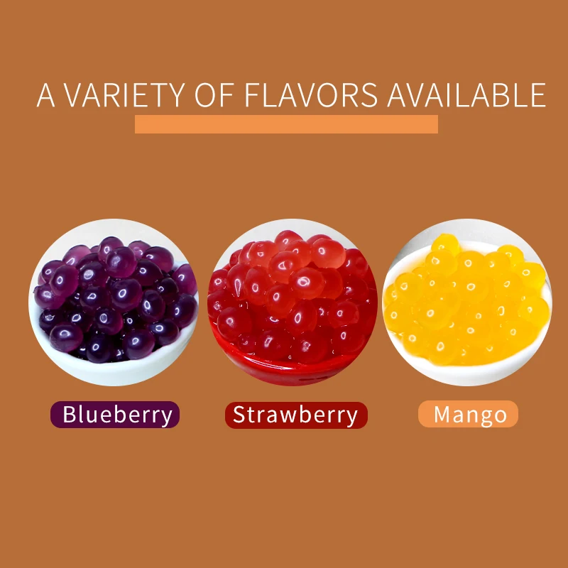 Bubble Tea Wholesale  Popping Bursting Boba Juice Ball Blueberry Flavor Boba Milk Tea Shop Supplier