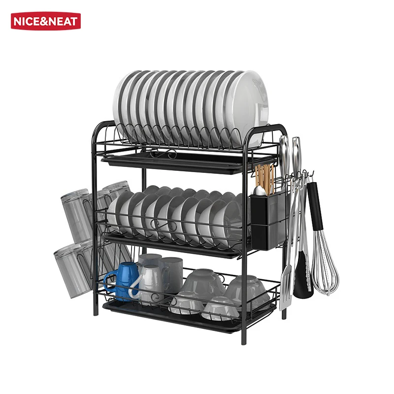 Kitchen  Plate Dish Rack Stainless Steel Dish Bowl Cups Spoon Stand Storage Rack