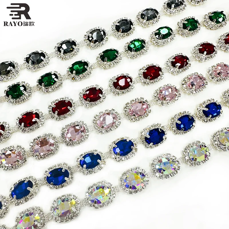 Handmade Flatback Rhinestone Trim Applique Crystal Glass Stone Decoration with Rhinestones for Shoes Roll on Style