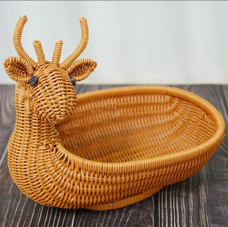 New sells rattan like woven basket food display rattan frame creative animal shaped woven basket