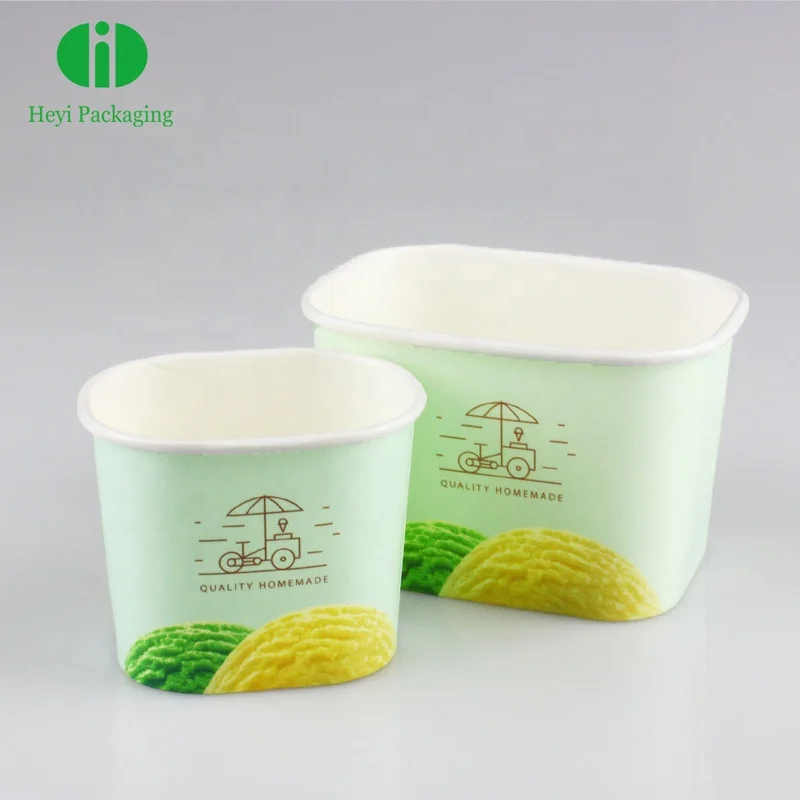 disposable custom design Square shape paper  Ice Cream Cup