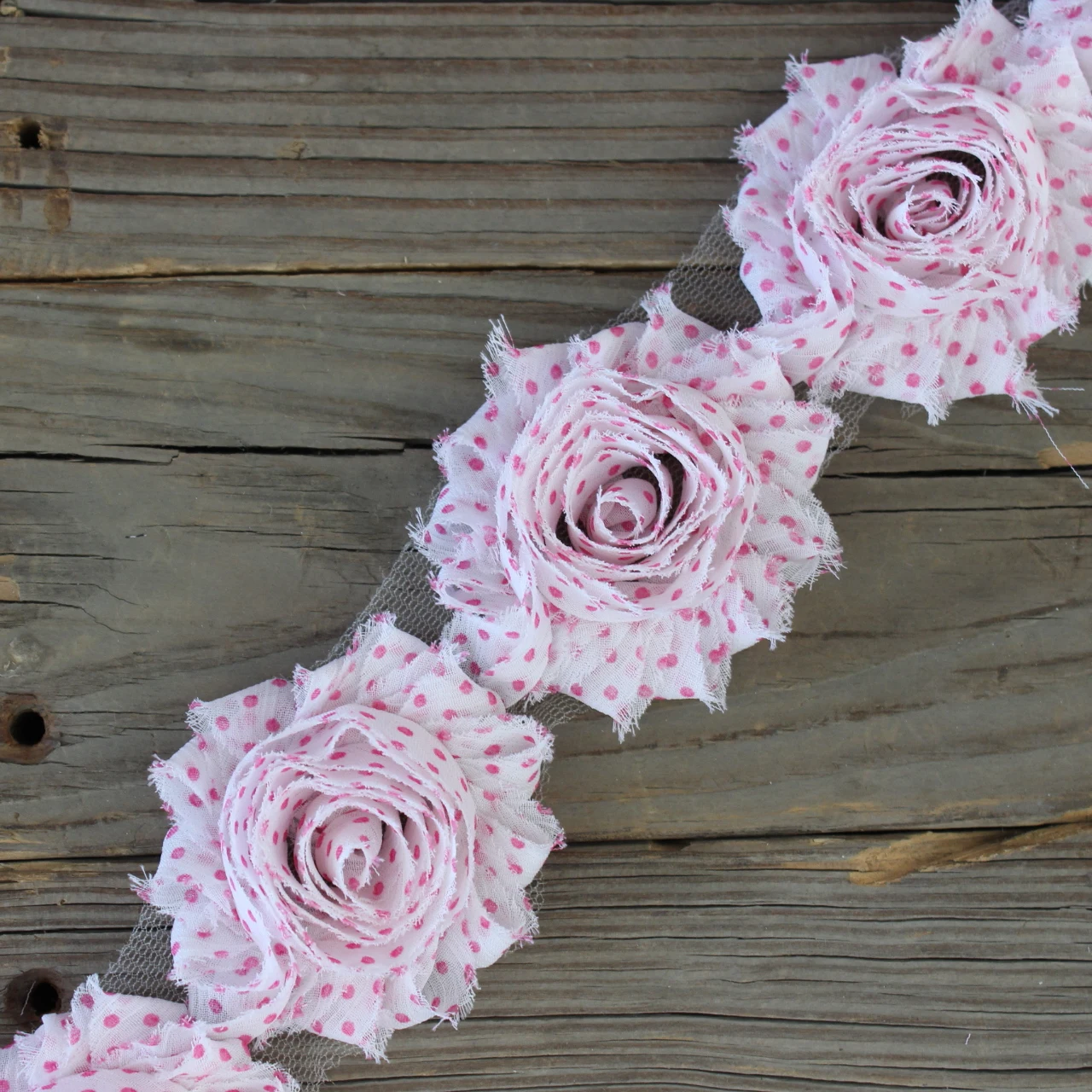 2.5'Chic Shabby Frayed Flower Trim Chiffon Flower For Kids Girl Hair Flowers