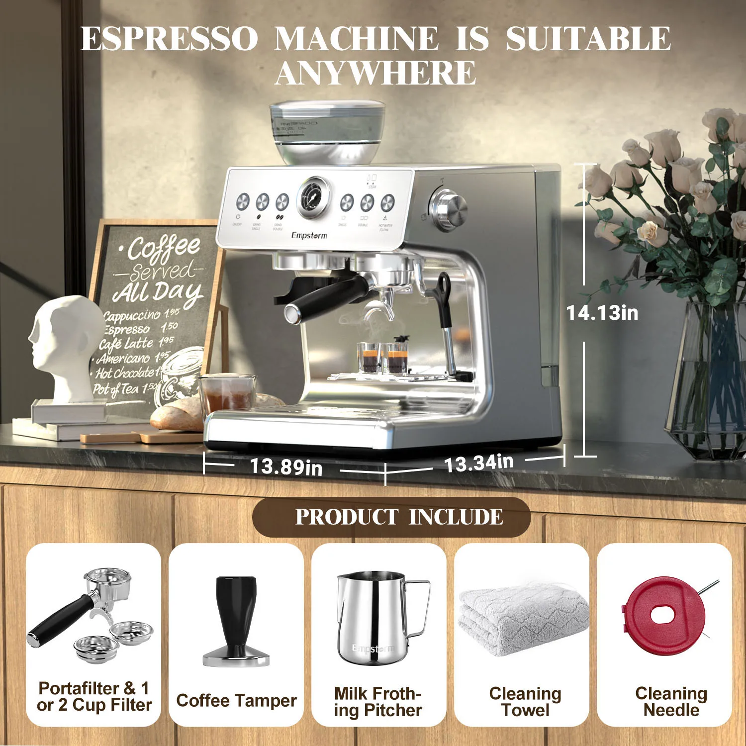 Empstorm Espresso Machine Premium Portable 20Bar Power Pressure Pump Professional Manual Coffee for Home and Office