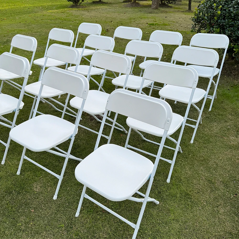 Hotel Outdoor Plastic Foldable Wedding Party Banquet Chairs Stackable Folding Tables and Chairs for Events Birthday Party