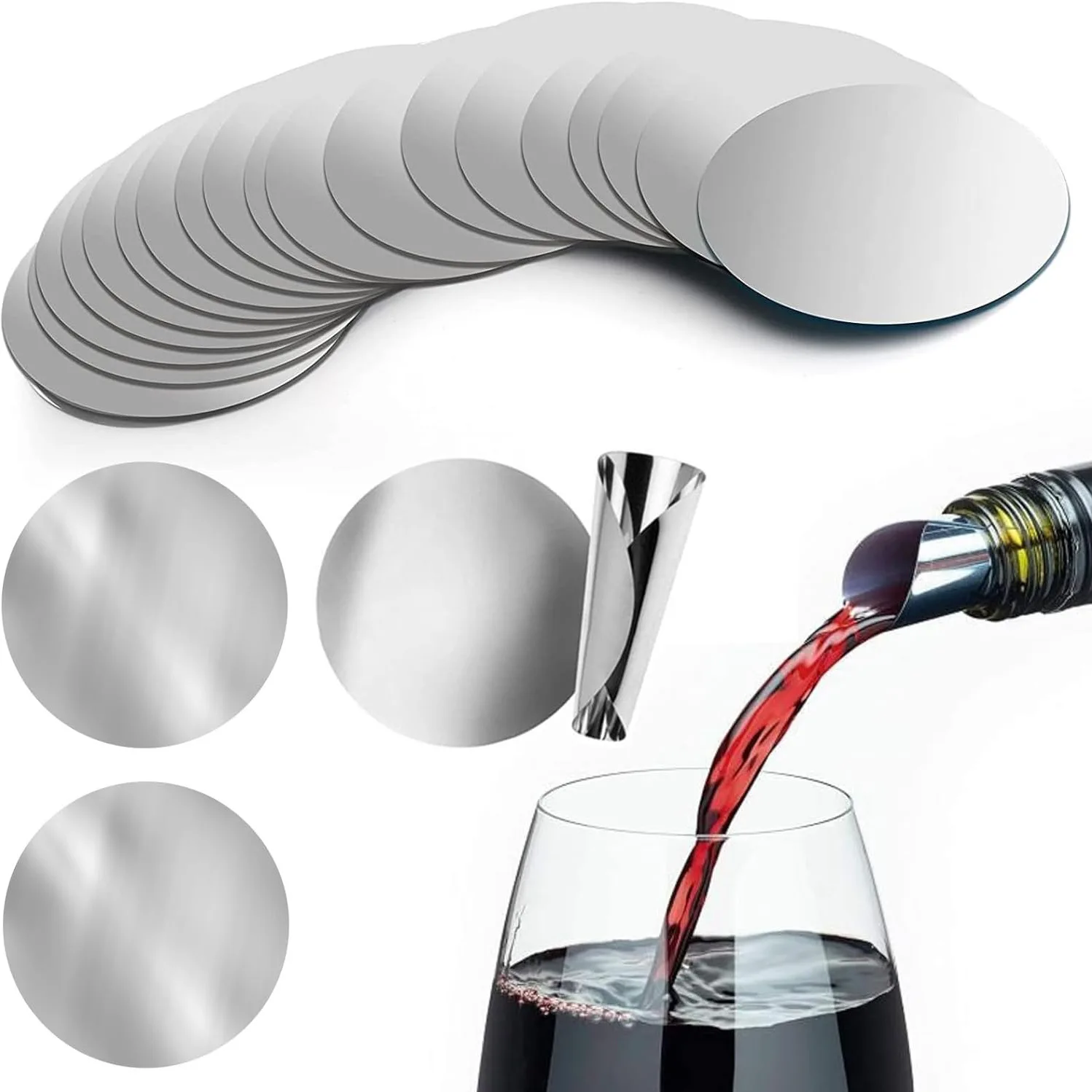 Great Wine Drop Stopping Pour Spout Disks Aluminum Wine Drip Stop Discs Wine Foil Pourer